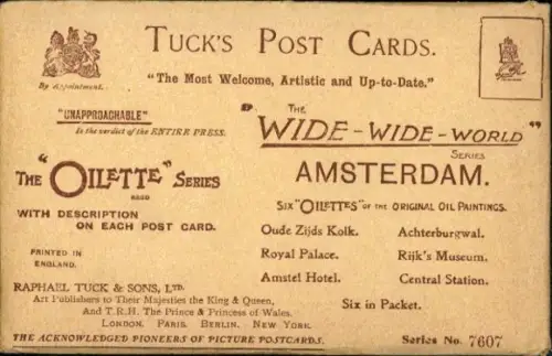 6 Künstler AK im Umschlag Amsterdam, Oilette Serie, The Wide-Wide-World