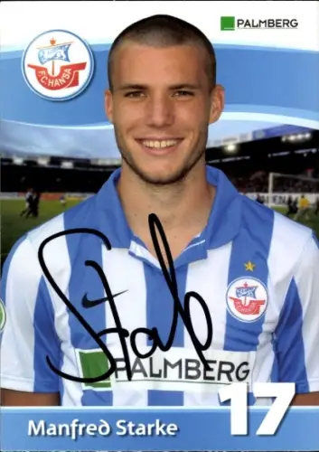 Autogrammkarte Fußballer Manfred Starke, FC Hansa Rostock, Autogramm
