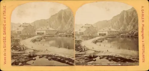 Stereo Foto Airolo Kanton Tessin Schweiz, St Gotthard Hospiz