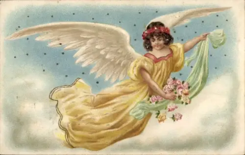 Präge Ak Engel, Rosen