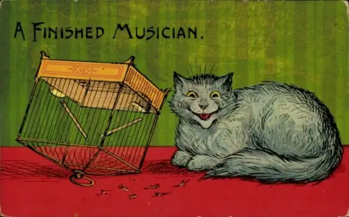 Ak Katze, Leerer Vogekäfig