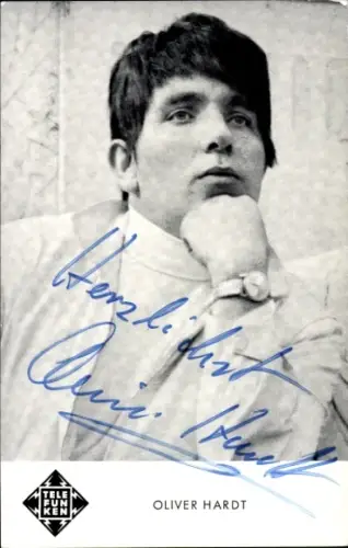 Autogrammkarte Sänger Oliver Hardt, Portrait, Autogramm, Telefunken