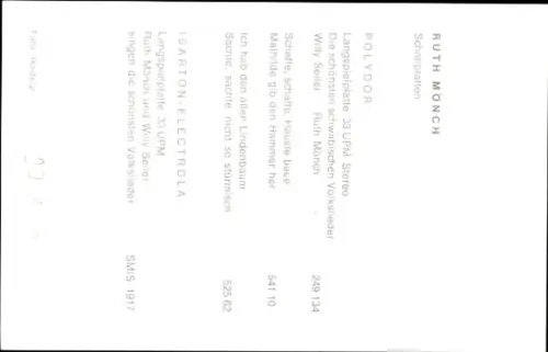 Autogrammkarte Sängerin Ruth Mönch, Portrait, Autogramm