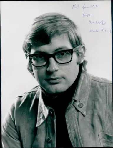 Autogrammkarte Moderator und Journalist Klaus Bednarz, Portrait, Autogramm
