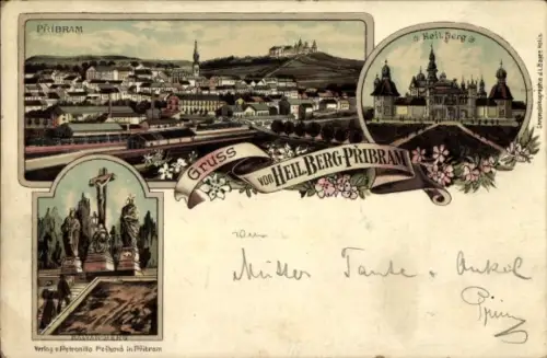 Litho Příbram Pibrans Mittelböhmen, Kloster Svatá Hora, Heiliger Berg, Wallfahrtsort, Kalvarieberg