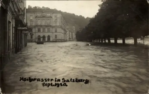 Foto Ak Salzburg in Österreich, Hochwasser September 1920