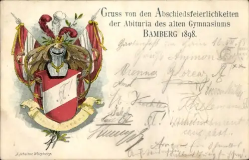 Studentika Ak Bamberg Oberfranken, Abituria Altes Gymnasium 1898, Abschiedsfeierlichkeiten, Wappen