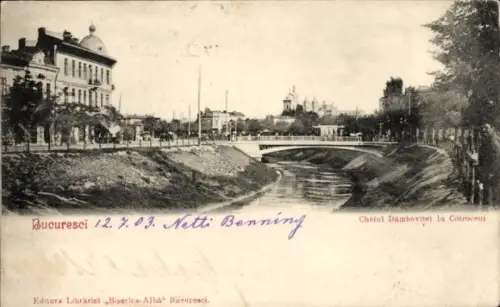 Ak București Bukarest Rumänien, Cheiul Dambovitel la Cotroceni