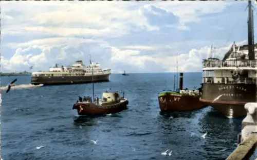 Ak Hoek van Holland, De Nieuwe Waterweg, Schiffe