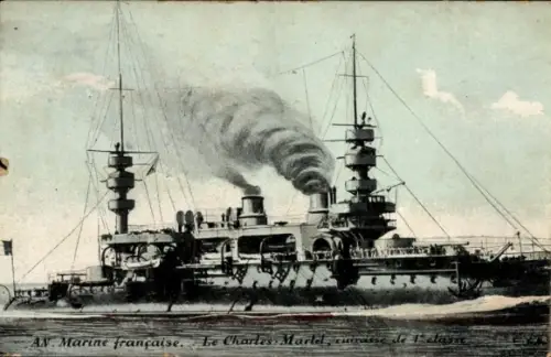 Ak Französisches Kriegsschiff, Charles Martel, Cuirassé de 1e Classe, Marine Francaise
