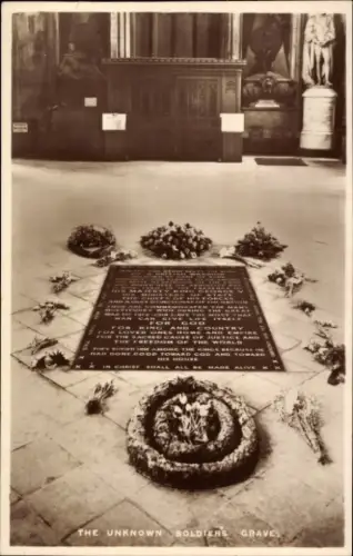 Ak City of Westminster London England, Grab des unbekannten Soldaten, Kränze, Inschrift, Westmins