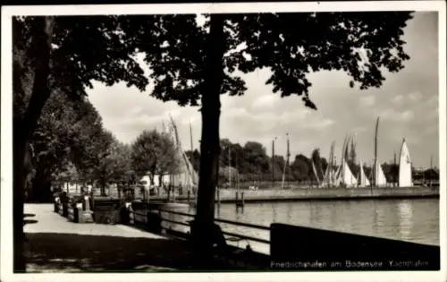 Ak Friedrichshafen am Bodensee, Friedrichshafen am Bodensee, Yachthafen, Segelboote, Bäume