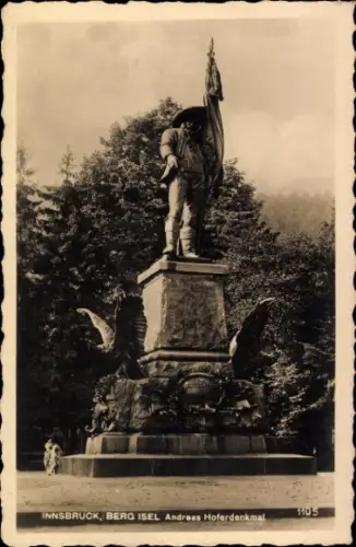 Ak Innsbruck in Tirol, Andreas Hoferdenkmal, Statue, Fahne, Adler,  Bergisel