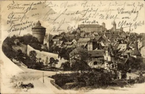 Ak Nürnberg, Panoramablick auf  Stadtansicht,  Gebäude