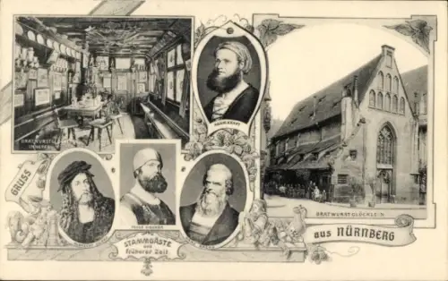 Ak Nürnberg, Bratwurstglöcklein, Stammgäste,   Persönlichkeiten