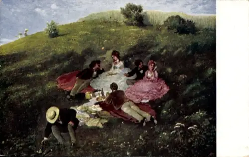 Künstler Ak Szinyel Merse, Majalis, Picknick, Ausflug