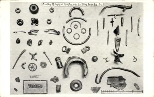 Ak Historischer Fund, Archäologie, Nagel, Ringe, Überreste