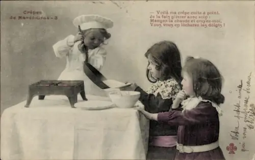 Ak Koch serviert zwei Mädchen eine Speise