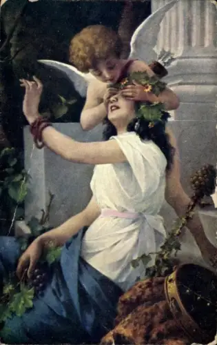 Künstler Ak Crosia, Bacchatin und Amor