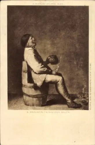 Künstler Ak Brouwer, Trinkender Bauer