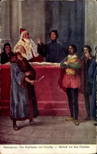 Künstler Ak Shakespeare, Der Kaufmann von Venedig, Shylock vor dem Gerichte