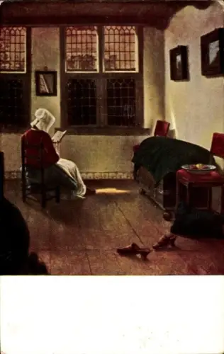 Künstler Ak Hooch, Holländische Bauernstube