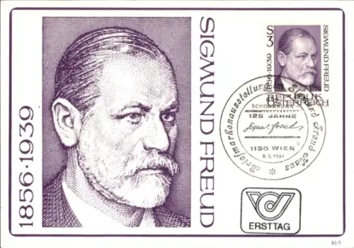 Ak Arzt Sigmund Freud, Professor für Psychiatrie, Portrait, Briefmarkenausstellung 1981