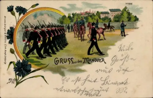 Litho Manöver, Marschierende deutsche Soldaten