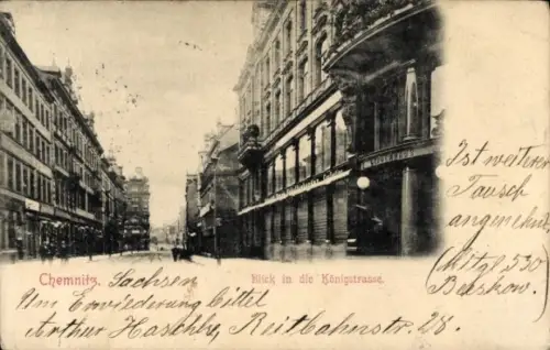 Ak Chemnitz in Sachsen, Blick in die Königstraße,  Sachsen, 1902
