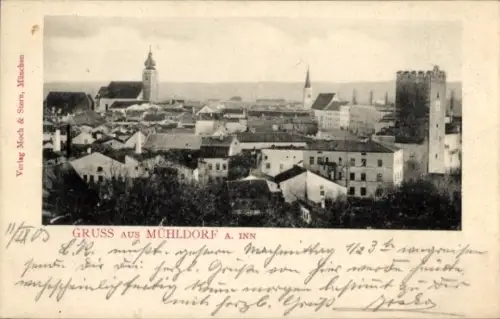 Ak Mühldorf am Inn Oberbayern, Stadtansicht Mühldorf, Kirche, Häuser, 