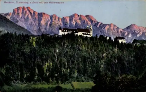 Ak Frauenberg Steiermark, Teilansicht mit den Hallermauern