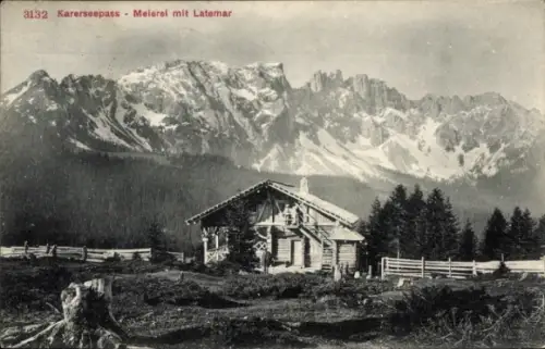 Ak Karereepass Dolomiten Südtirol, Meierei mit Latemar