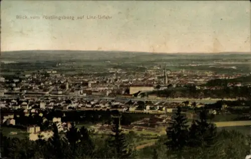 Ak Urfahr Linz an der Donau Oberösterreich, Blick vom Pöstlingsberg