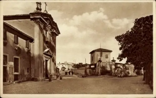 Ak Roma Rom Lazio, Chiesa Domine Quo Vadis, Straße, Bäume, Menschen