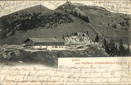 Ak Rottach Egern am Tegernsee Oberbayern, Wallberg, Berglandschaft, Unterkunftshaus, Gruss vom Wa