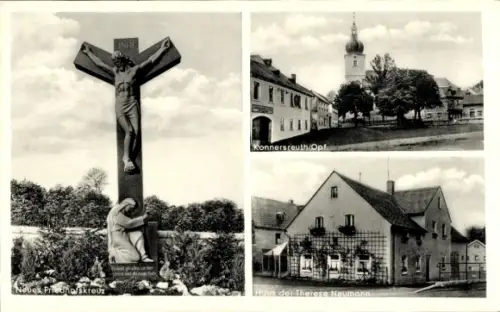 Ak Konnersreuth in der Oberpfalz, Kreuz mit INRI,  Haus der Therese Neumann