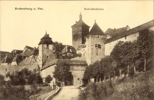 Ak Rothenburg ob der Tauber Mittelfranken, Koboldzellertor, Rothenburg o. Tbr.,  Architektur