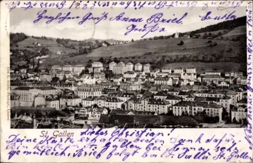 Ak St. Gallen Stadt Schweiz,  Stadtansicht, Fotograf E. Goetz, Grüße