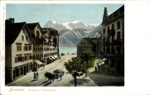 Ak Brunnen Kt Schwyz, Straße, Urirotstock