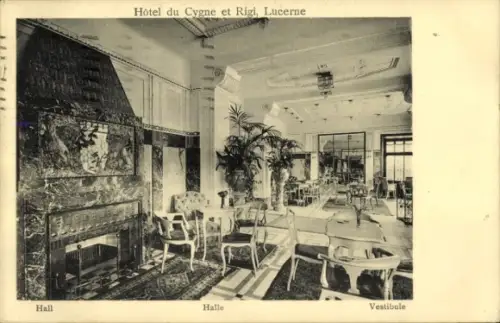 Ak Lucerne Luzern Stadt Schweiz, Hotel du Cygne et Rigi,  Hall, Halle, Vestibule