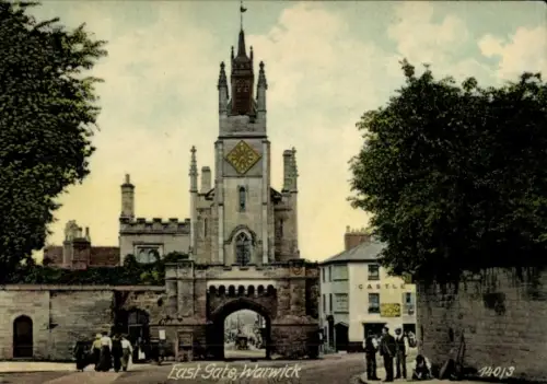 Ak Warwick Warwickshire England, Osttor,   Architektur, farbig
