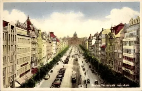 Ak Pražské Nové Město Prager Neustadt Praha Prag, Václavské náměstí, Straßenansicht,  Gebäude, Au
