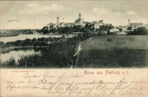 Ak Neuburg an der Donau Oberbayern,  Flusslandschaft, Stadtansicht, 