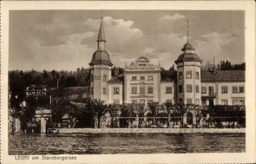 Ak Leoni Berg am Starnberger See Oberbayern, LEONI am Starnbergersee, Hotel Pension, Wasseransich