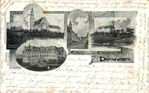 Ak Donauwörth in Schwaben Bayern, Drei Ansichten von  Cassianeum,  mit Text