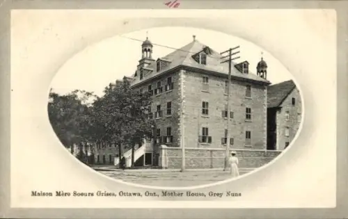 Ak Ottawa Ontario Kanada, Maison Mère Soeurs Grises,  Gebäude, Bäume, Straße