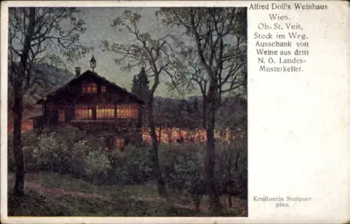 Ak Wien 13 Hietzing Ober Sankt Veit, Alfred Doll's Weinhaus,  Ob. St. Veit, Ausschank von Weinen,