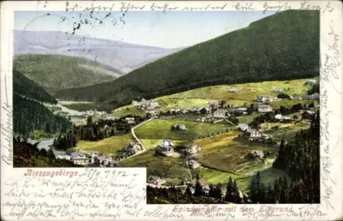 Ak Riesengebirge Region Königgrätz, Bílé Labe, Weiße Elbe, Weißwasser, Weißwassergrund,  Landscha