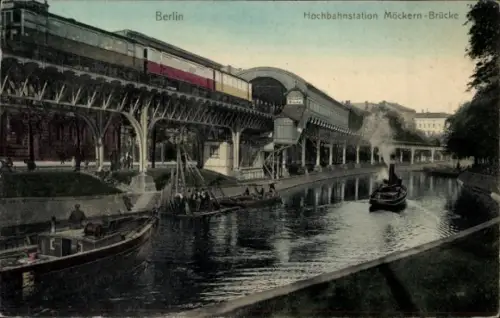 Ak Berlin Kreuzberg, Hochbahnstation Möckern-Brücke