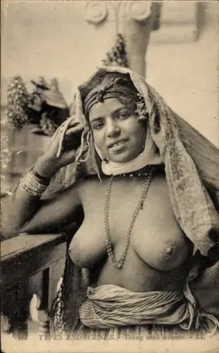 Ak Junge Araberin, barbusig